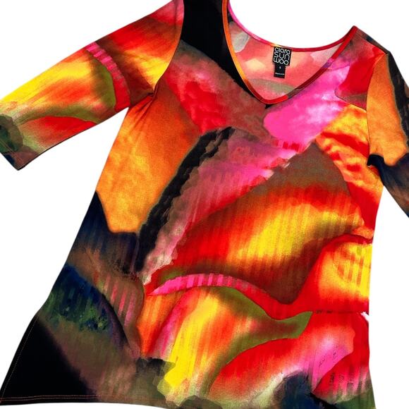Clara Sun Woo Abstract Watercolor Grid Angle Tunic - Picture 4 of 7